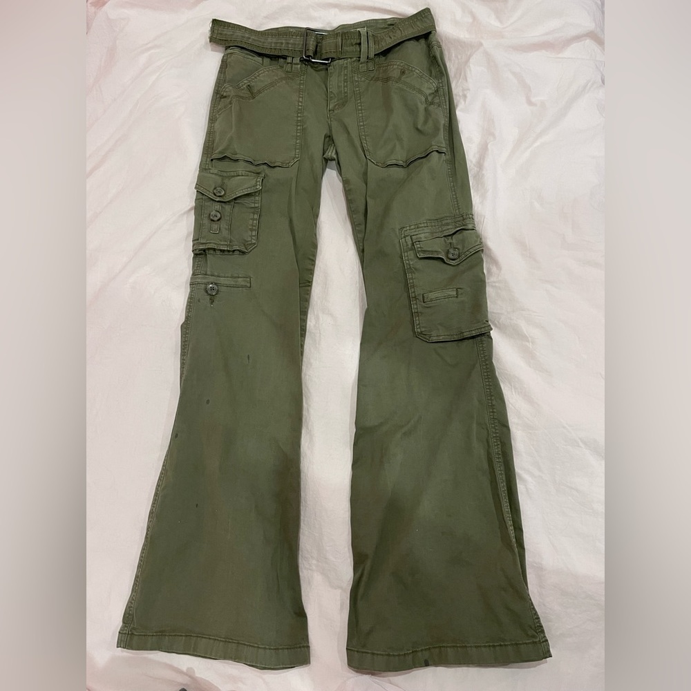 Garage green flared cargos